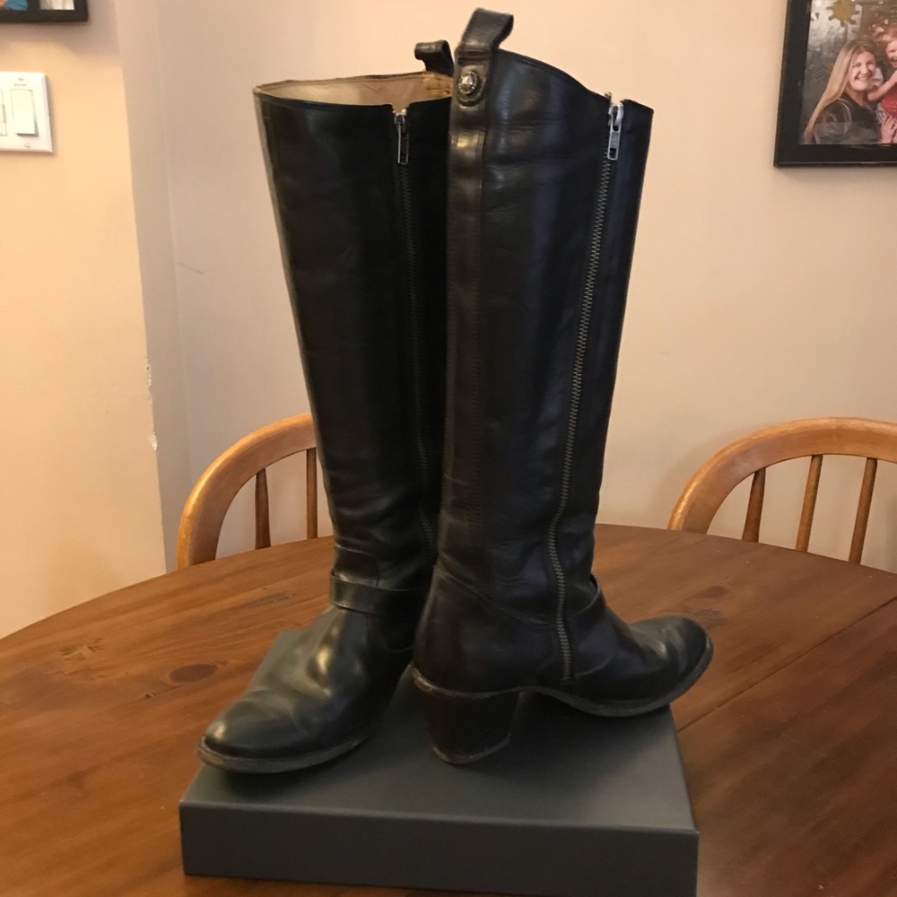 Frye Jackie Black Boots zip Up size 8